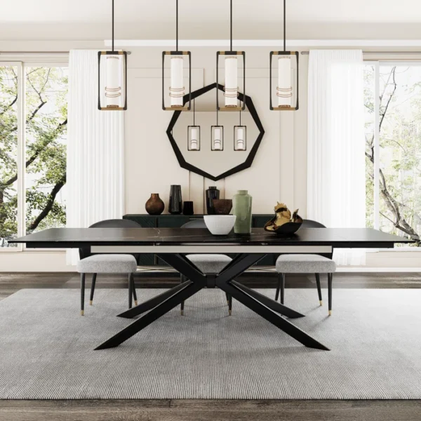 Table de salle à manger rectangulaire extensible 78,74 po à 110,24 po pour 8 à 10 personnes