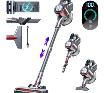 Aspirateur sans fil, aspirateur balai avec écran tactile, aspirateurs portatifs pour tapis pour animaux domestiques, planchers durs, 400 W, 35 KPA, 45 min, 1,2 L, grande capacité de charge, fixation murale, autoportant