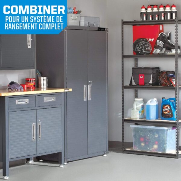 Unité de stockage/étagère réglable en acier et en bois à 5 tablettes Mastercraft, 36 x 16 x 72 po – Image 6