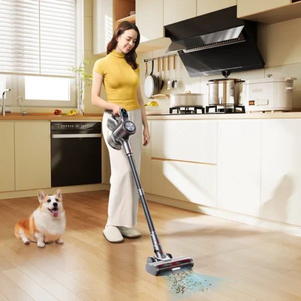 Aspirateur sans fil, aspirateur balai avec écran tactile, aspirateurs portatifs pour tapis pour animaux domestiques, planchers durs, 400 W, 35 KPA, 45 min, 1,2 L, grande capacité de charge, fixation murale, autoportant – Image 5