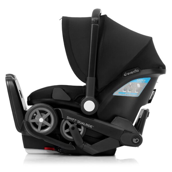 Evenflo Shyft DualRide système de voyage avec siège auto pour bébé et poussette, noir
