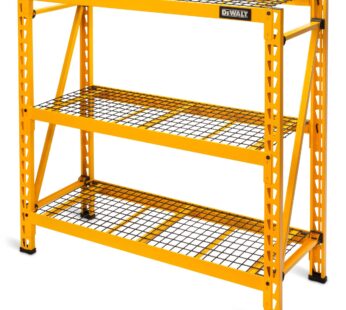 Unité de stockage/étagère en fil métallique robuste à 3 tablettes réglables DeWALT 41590, 48 x 18 x 50 po, jaune