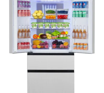 Réfrigérateur de 18,75 pieds cubes à porte française, réfrigérateur de cuisine grande capacité 33 pouces avec congélateur inférieur et 2 tiroirs de congélateur, 2 portes réglables, dégivrage automatique