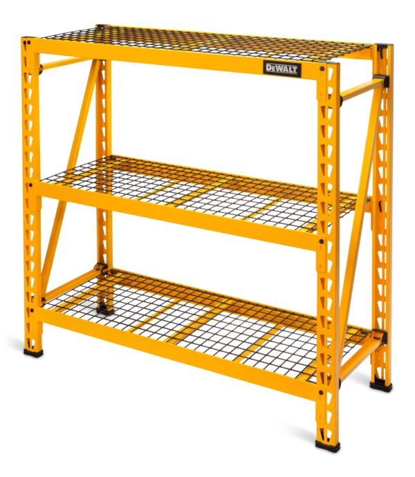 Unité de stockage/étagère en fil métallique robuste à 3 tablettes réglables DeWALT 41590, 48 x 18 x 50 po, jaune
