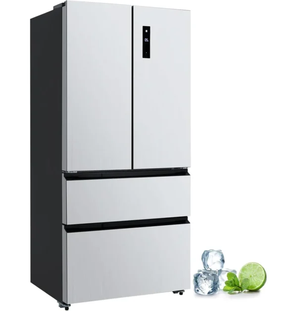 Réfrigérateur de 18,75 pieds cubes à porte française, réfrigérateur de cuisine grande capacité 33 pouces avec congélateur inférieur et 2 tiroirs de congélateur, 2 portes réglables, dégivrage automatique – Image 2