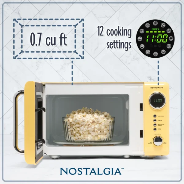 Four à micro-ondes de comptoir 700 watts 700 watts Nostalgia Retro - Jaune – Image 5