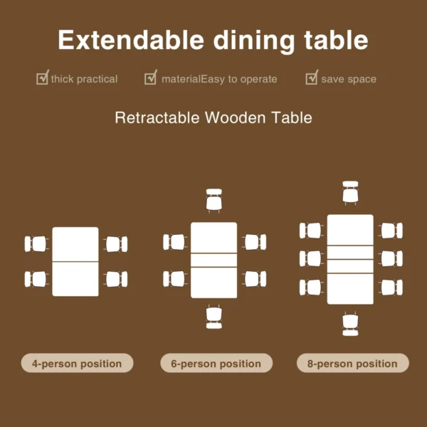 Table de salle à manger rectangulaire extensible – Image 6