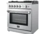 Cuisinière à gaz 30 pouces en acier inoxydable, 5 brûleurs 70 000 BTU, 4,32 pi³ Four à convection