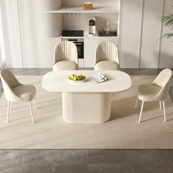 Table de salle à manger ovale blanche 62,99 "pour la cuisine, le bar et le salon – Image 2