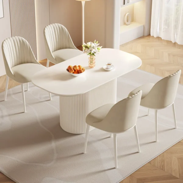Table de salle à manger ovale blanche 62,99 "pour la cuisine, le bar et le salon – Image 4