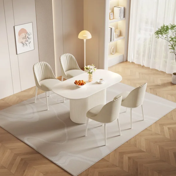 Table de salle à manger ovale blanche 62,99 "pour la cuisine, le bar et le salon – Image 5