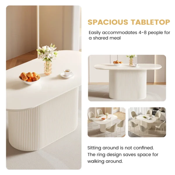 Table de salle à manger ovale blanche 62,99 "pour la cuisine, le bar et le salon – Image 6