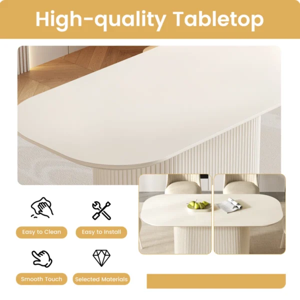 Table de salle à manger ovale blanche 62,99 "pour la cuisine, le bar et le salon – Image 7