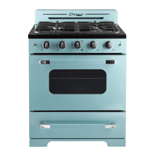 Cuisinière au gaz autoportante 30 po à 4 brûleurs avec four à convection 30 po Classic Retro