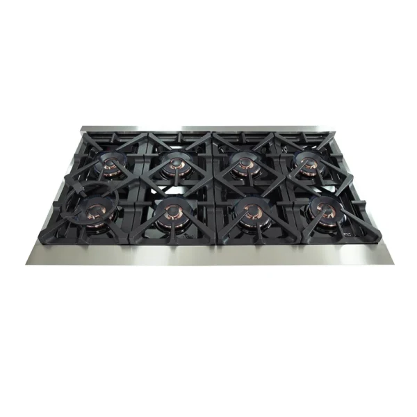 Cuisinière au gaz 48 pouces en acier inoxydable Capriasca, 8 brûleurs en laiton 160 000 BTU, 6,58 pieds cubes Fours doubles – Image 20