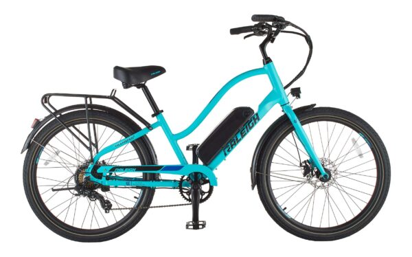 Vélo électrique léger Raleigh Oceania, phares avant et arrière, 26 po, bleu – Image 2