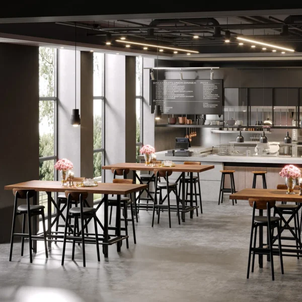 Table de bar à hauteur de comptoir, table de pub longue de 62,99 po avec repose-pieds en métal pour le déjeuner de la cuisine – Image 2