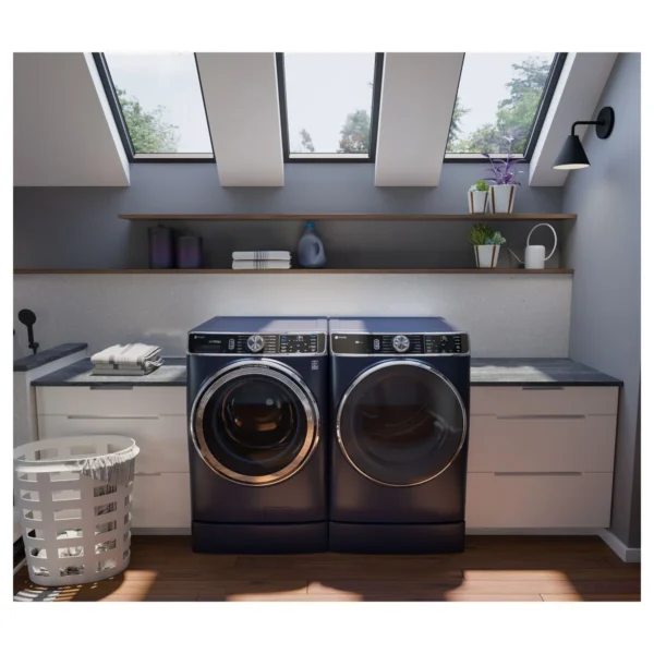 Laveuse intelligente à chargement frontal Energy Star de GE avec capacité de 5,3 pieds cubes avec système d'évent Ultrafresh + avec pare-odeurs – Image 3