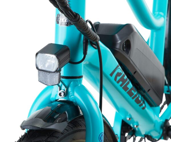 Vélo électrique léger Raleigh Oceania, phares avant et arrière, 26 po, bleu – Image 4