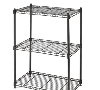 Étagère de rangement grillagée ajustable en métal à 3 niveaux Type A, noir