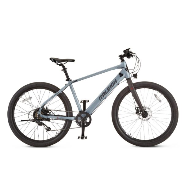 Vélo électrique Raleigh Transit Urban avec phares avant et arrière, roue de 27,5 po, gris – Image 2