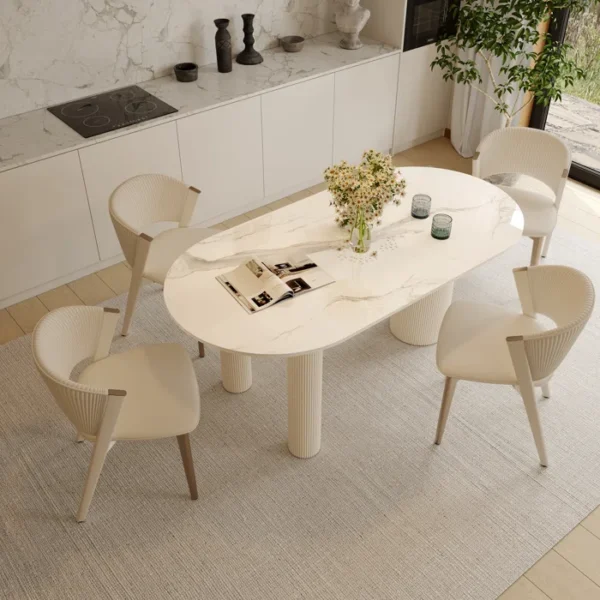 Table de salle à manger luxueuse avec pieds à colonnes romaines Luxe – Image 3