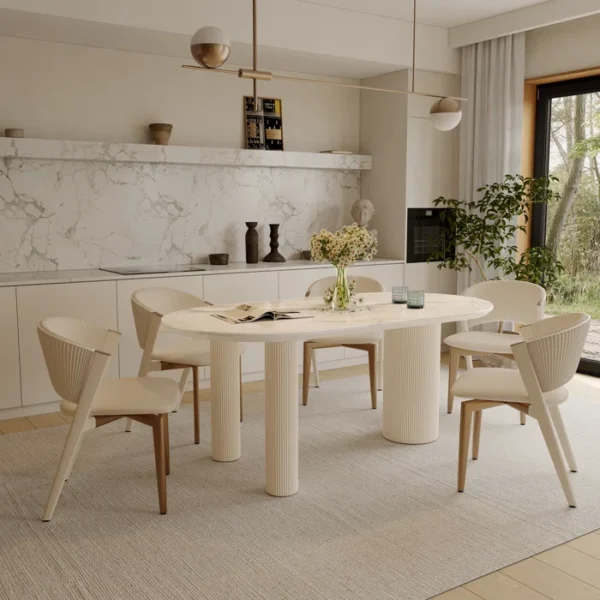 Table de salle à manger luxueuse avec pieds à colonnes romaines Luxe – Image 5