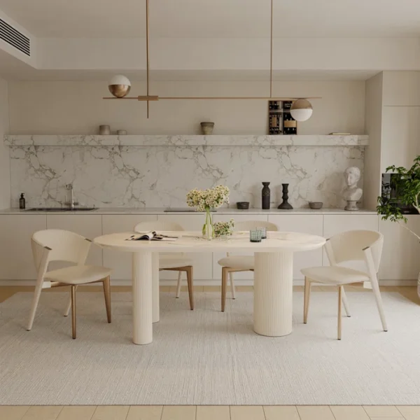 Table de salle à manger luxueuse avec pieds à colonnes romaines Luxe – Image 6