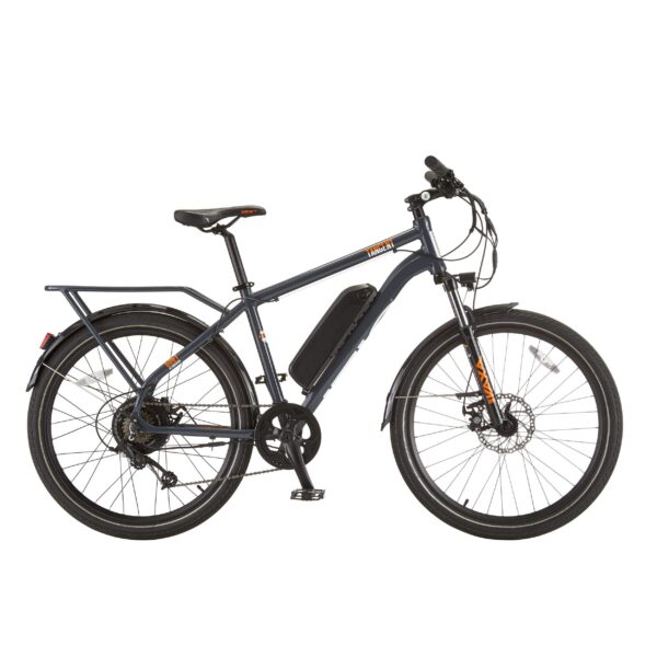 Vélo électrique iZip Tangent tout terrain, 48 V avec bac de rangement, 26 po, gris – Image 3