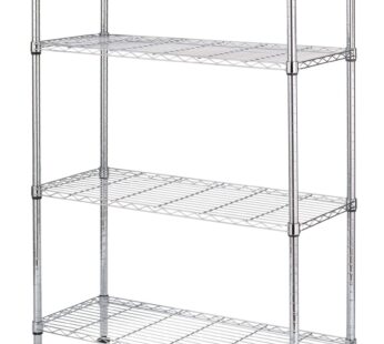 Étagère de rangement grillagée ajustable en métal à 4 niveaux Type A, chromé
