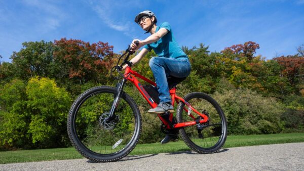 Vélo électrique tout-terrain Stratus X-Trail 36V avec écran DEL, roue de 27,5 po, rouge – Image 10